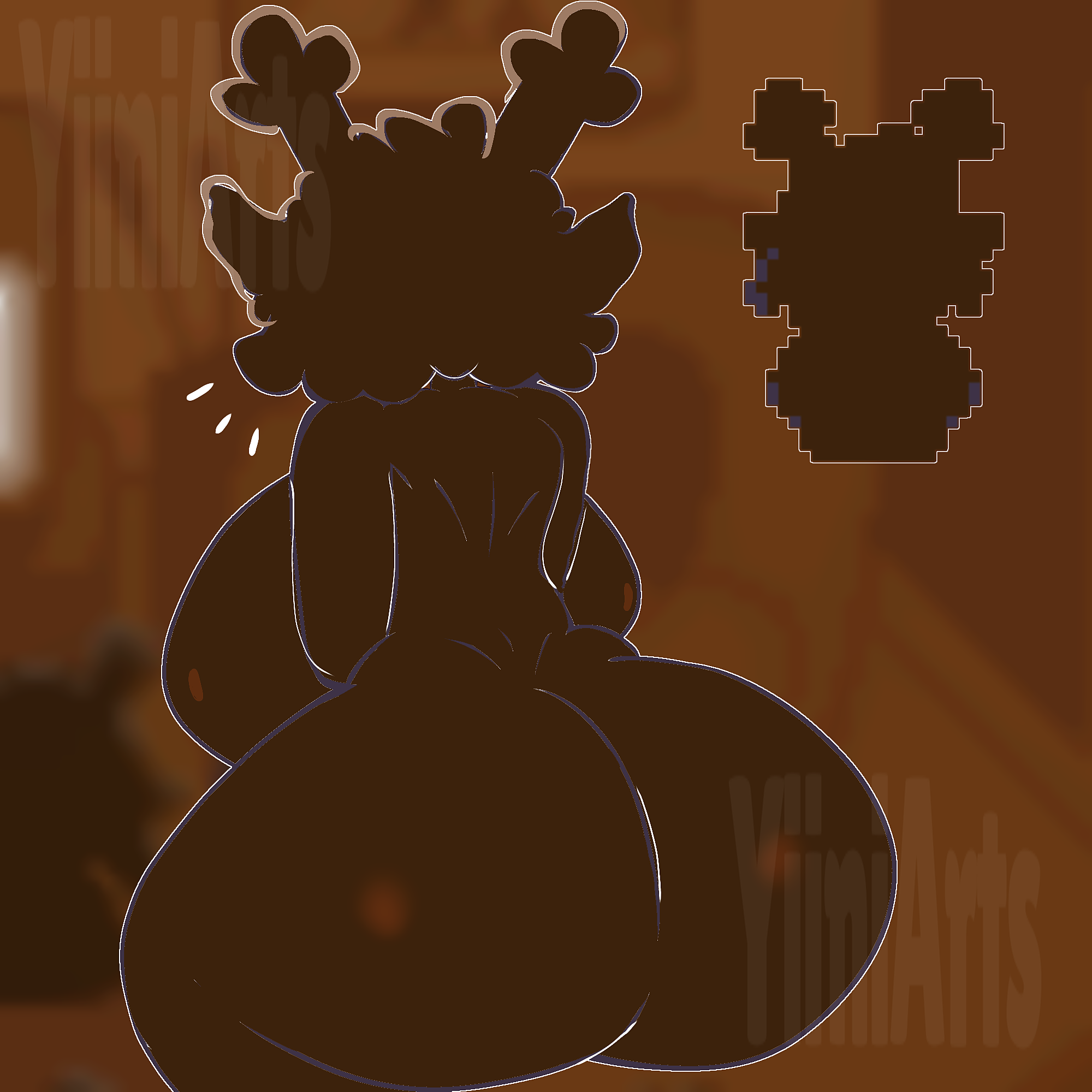 ass, big ass, boobies, boobs, breasts, butt, curvy, curvy figure, dark skin, december holiday, deltarune, deltarune chapter 3, dess holiday, noelle holiday, shiny skin, silhouette, undertale, undertale (series)
