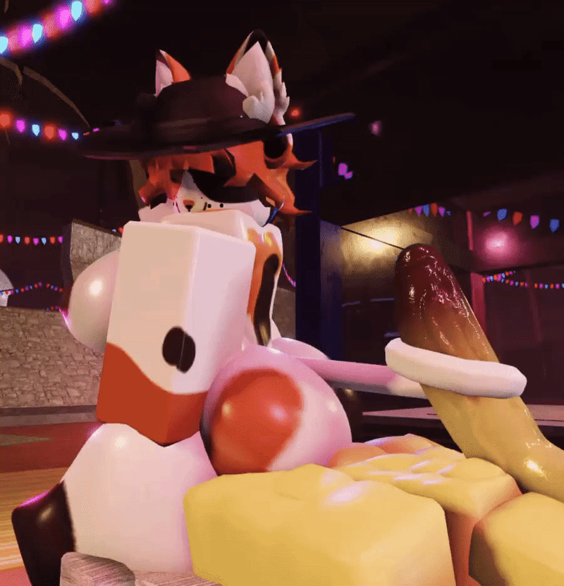 1boy, 1girls, 3d, anon, cat, cat humanoid, facesitting, forsaken (roblox), gif, jane doe (forsaken), original character, roblox, tagme, tail, tailjob, tourniquotes