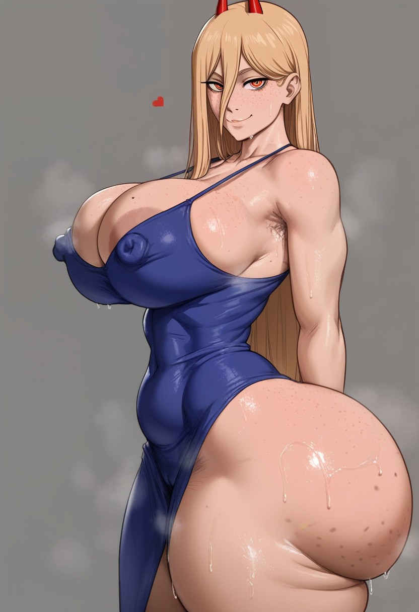 1girl, 1girls, ai generated, areolae, ass, big ass, big breasts, big butt, blonde hair, blue dress, boobs, booty, bottom heavy, breasts, breedable, breedable hips, bubble ass, bubble butt, cellulite, chainsaw man, child bearing hips, cleavage, curvaceous, curvy, curvy figure, demon horns, dress, fat ass, female, female only, freckles, freckles on ass, hips, huge ass, huge breasts, mole on ass, musk, musk clouds, oiled, oiled skin, pawg, pawg build, perfect ass, phat ass, power (chainsaw man), sexy, sexy ass, sexy body, sexy female, side view, slim waist, slutty dress, small waist, sweat, taiga20, thicc, thicc ass, thicc thighs, thick, thick ass, thick thighs, voluptuous, voluptuous female, wet, wide ass