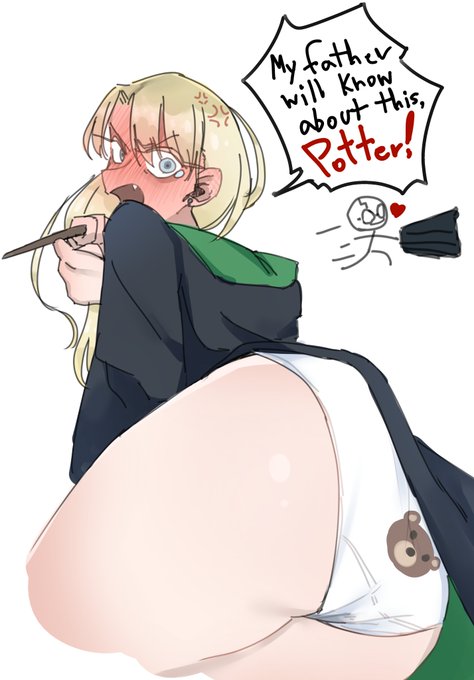 1girls, blush, draco malfoy, draco malfoy (redteneri), harry potter, panties, tagme