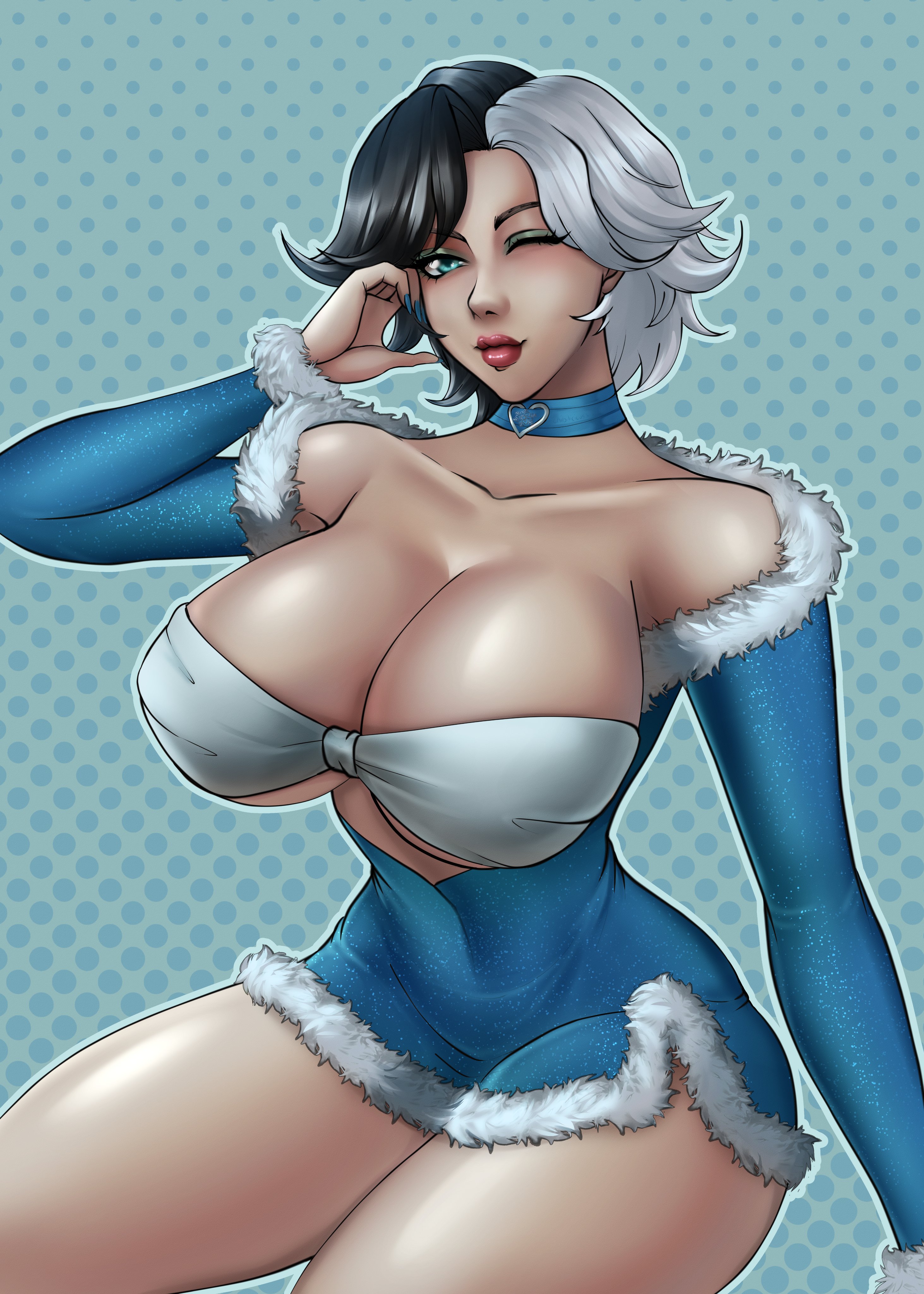 2d, ass, big ass, big breasts, breasts, cleavage, cute, female, female only, fully clothed, liciouschibi, luna snow, luna snow (marvel rivals), marvel, marvel comics, marvel rivals, smile, thick thighs, thighs
