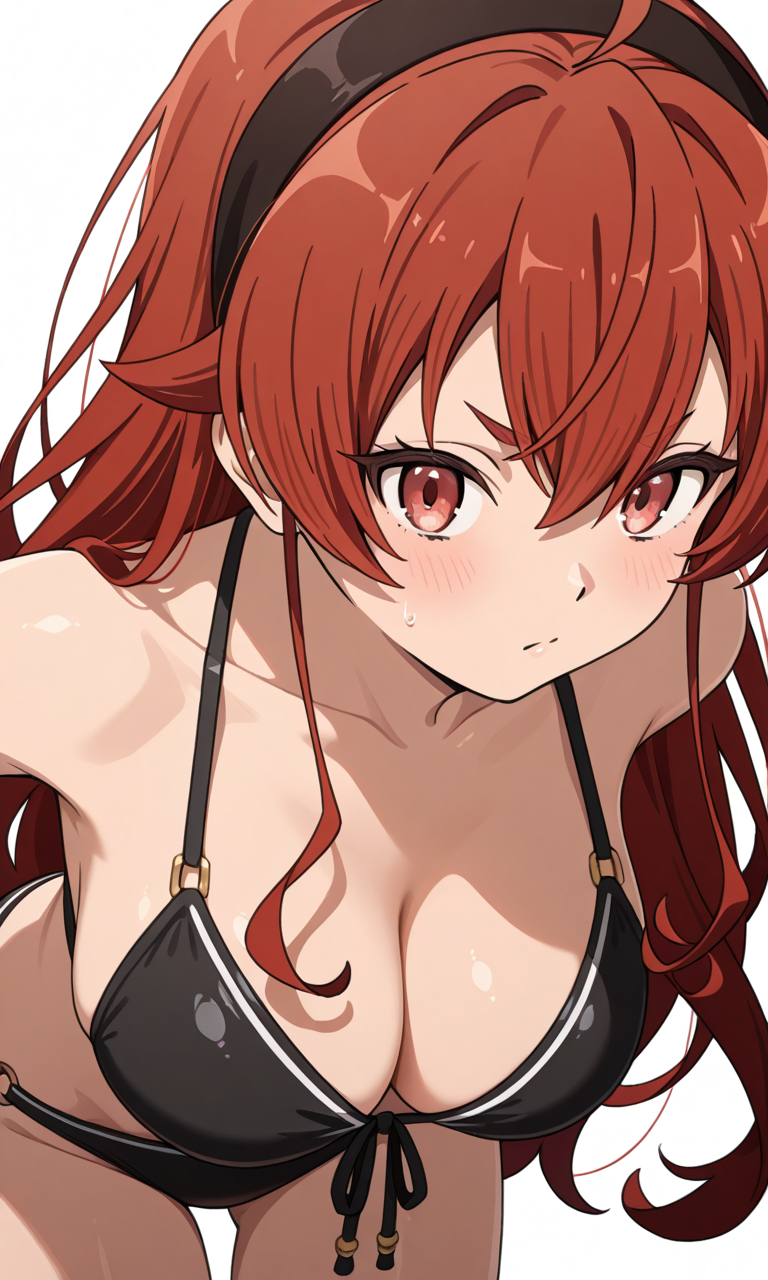 1girls, ai generated, eris greyrat, female, female only, mushoku tensei, red eyes, red hair, solo