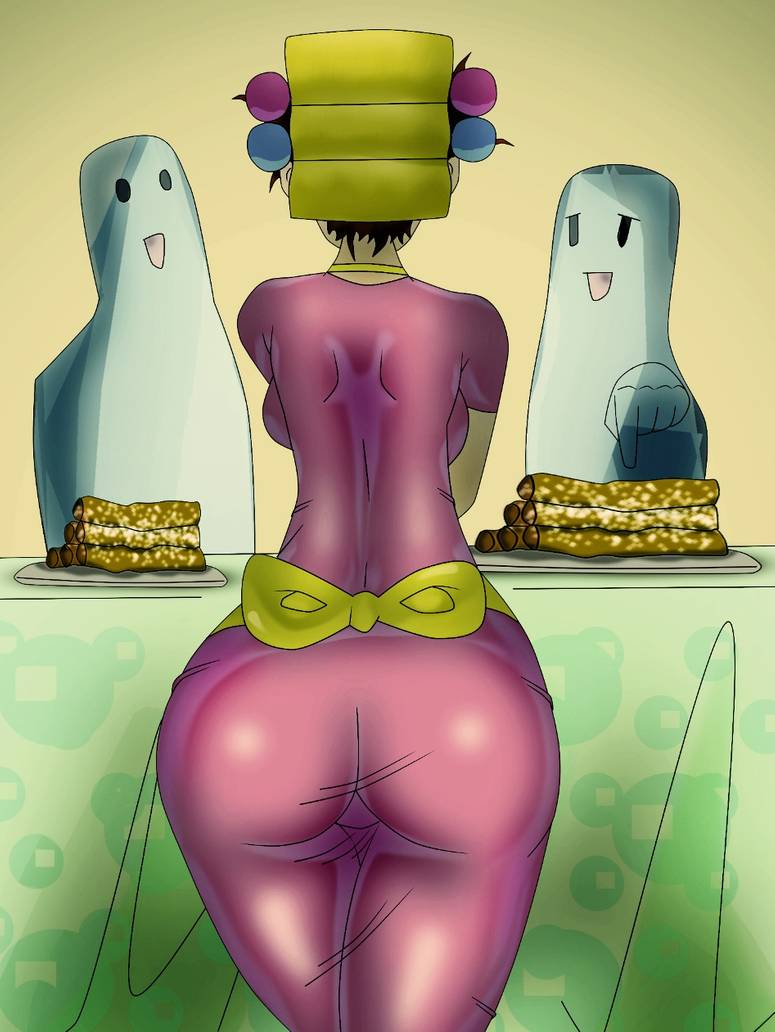 1girls 2d 2others ass_focus big_ass bow churro doña_florinda el_chavo_(series) el_chavo_animado el_chavo_del_ocho female female_only food light-skinned_female light_skin medium_breasts messirve mexican_female mother simple simple_coloring simple_shading