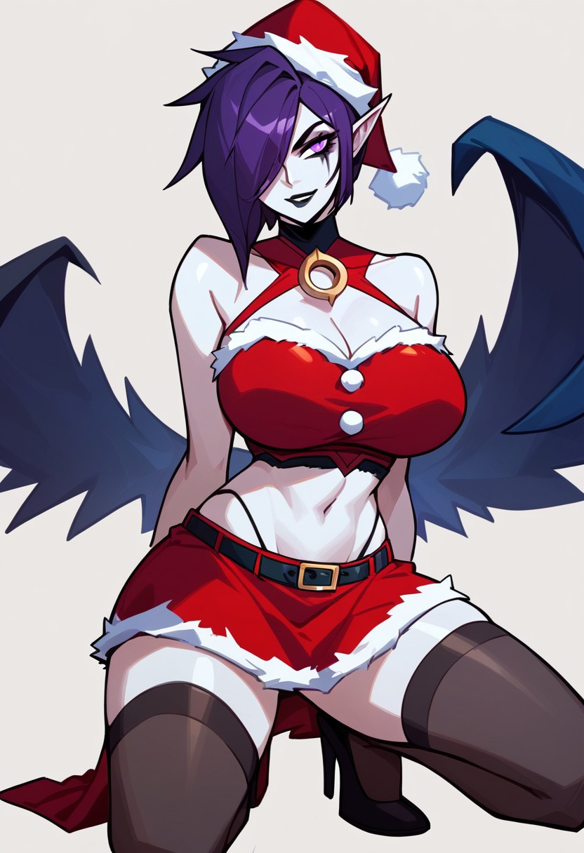 ai_generated angel angel_wings big_breasts blush bondage child_bearing_hips christmas covered_nipples dildo large_breasts large_thighs league_of_legends mature_female milf mommy mommy_kink morgana open_legs pale-skinned_female pale_skin purple_eyes purple_hair red_clothing thick_thighs voluptuous voluptuous_female