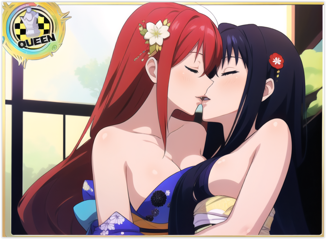 2girls 2women ai_generated akeno_himejima female girl_on_girl happy_new_year high_school_dxd lesbian_couple lesbian_kiss lesbian_sex lovers rias_gremory sapphic yuri