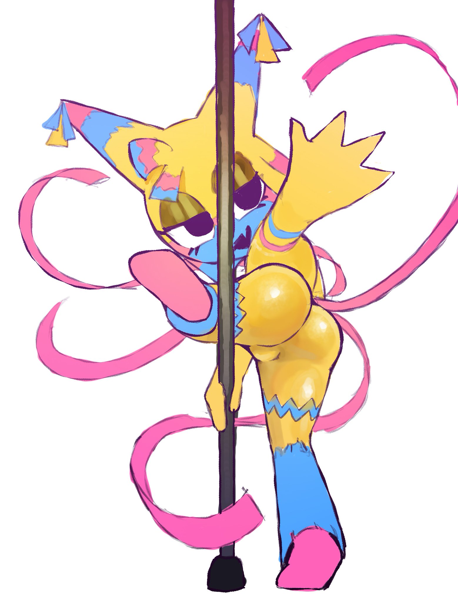 ass, ass focus, dandy's world, monkiebrained, punishedtooner, shiny ass, stripper pole, yatta (dandy's world)