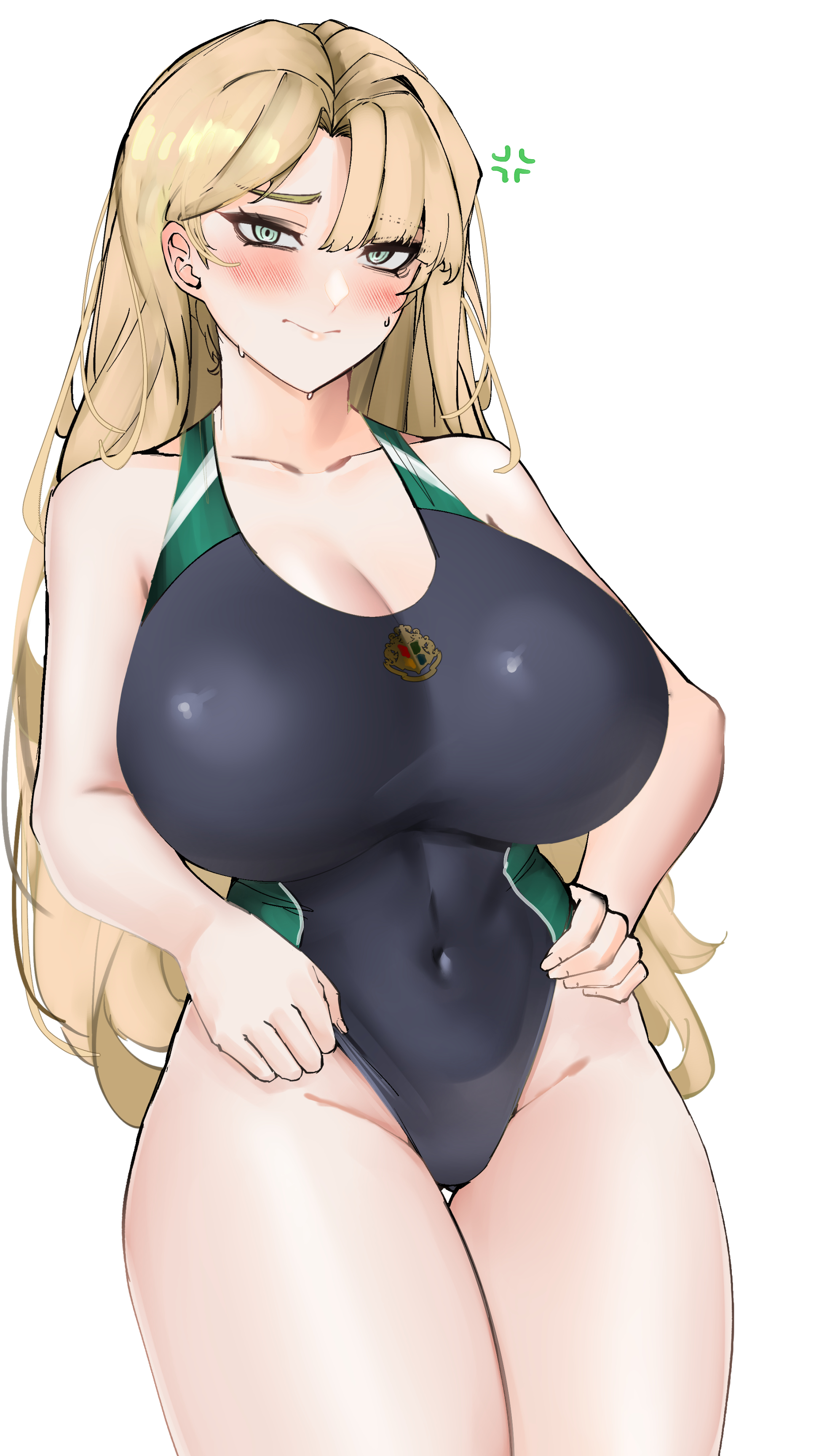 1girls, breasts, draco malfoy, draco malfoy (redteneri), female, female focus, female only, genderswap, harry potter, kabotoz, large breasts, light skin, light-skinned female, looking at viewer, rule 63, solo, thick thighs, thighs, wide hips