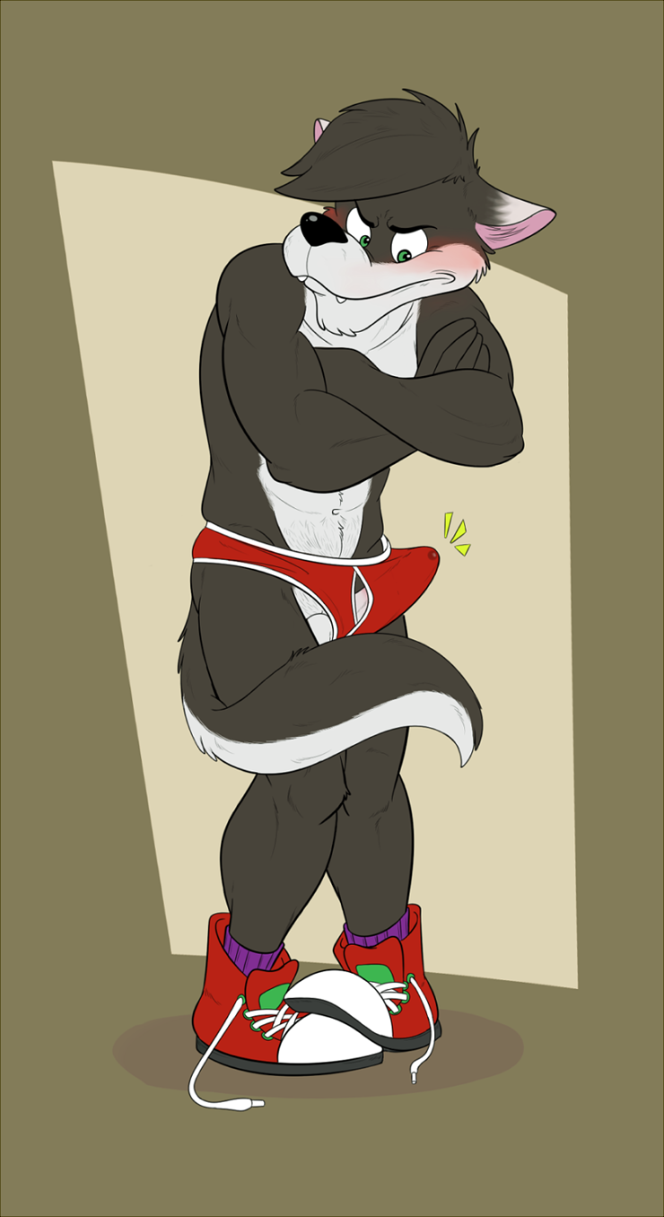 anthro bulge canine clothing crisp_the_wolf erection male male_only mammal penis shoes solo tenderule34 underwear wolf