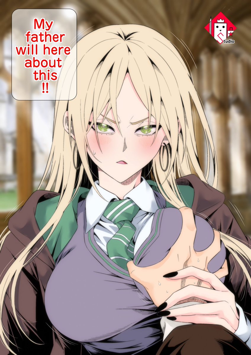 1boy, 1girls, draco malfoy, draco malfoy (redteneri), holding, holding breast, holding hands