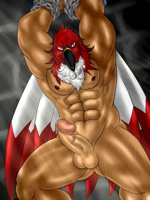 abs avian beak biceps big_muscles bird bondage bound chains erection eurobeat feathers human king_of_fighters male male_only mammal mask muscles navel nipples nude pecs penis precum snk solo sweat tizoc