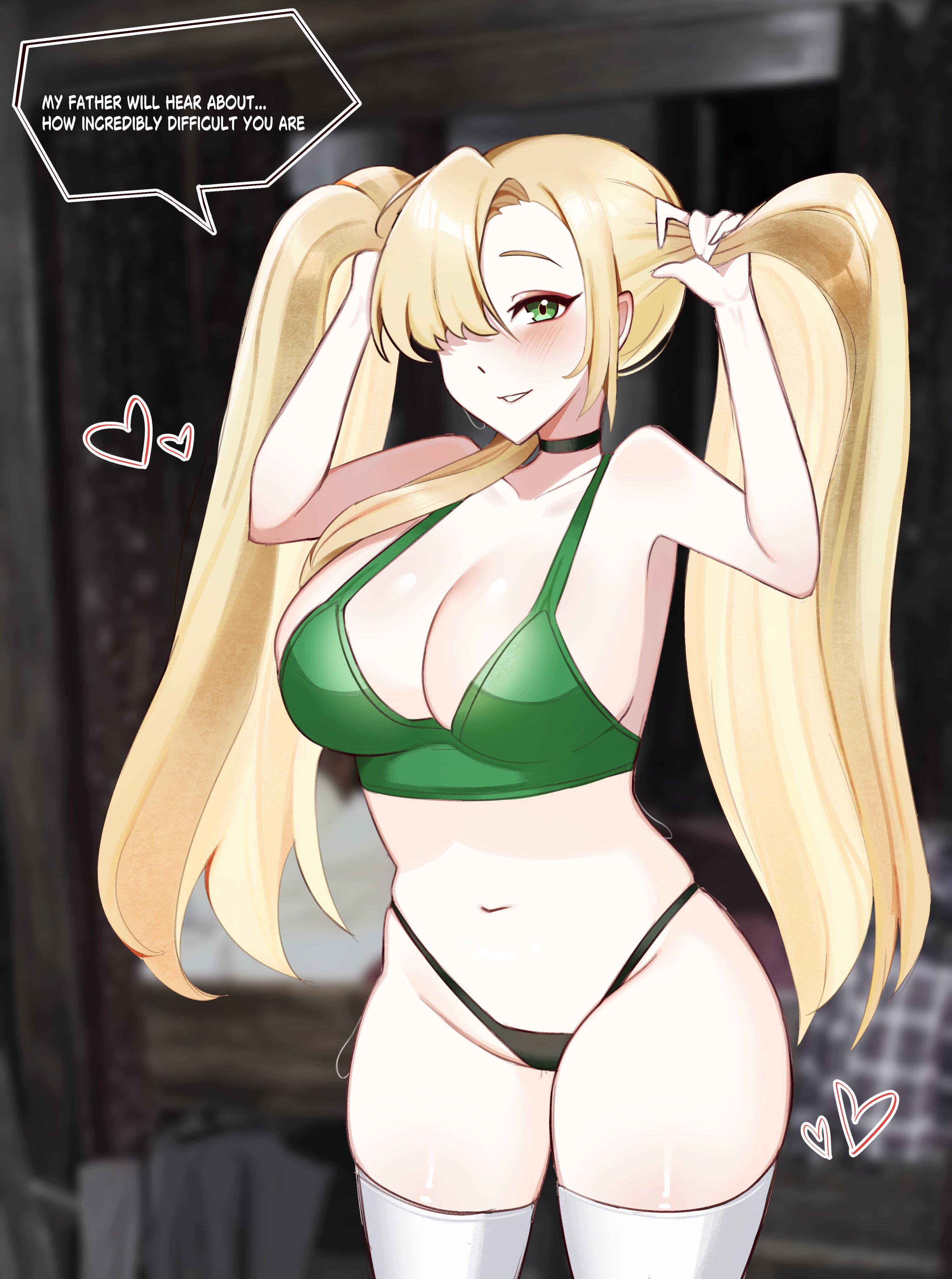1girls, artist request, breasts, draco malfoy, draco malfoy (redteneri), female, female focus, female only, genderswap, harry potter, large breasts, light skin, light-skinned female, looking at viewer, rule 63, solo, thick thighs, thighhighs, thighs, wide hips