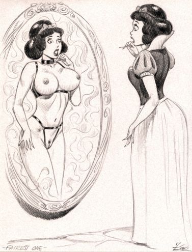 1girls 2002 altered_reflection breasts cleft_of_venus clothes different_reflection disney disney_princess female female_only human julius_zimmerman magic_mirror mirror monochrome nipples pussy reflection snow_white_(disney) snow_white_and_the_seven_dwarfs_(1937_film) solo sparse_pubic_hair standing surprised tagme teenager