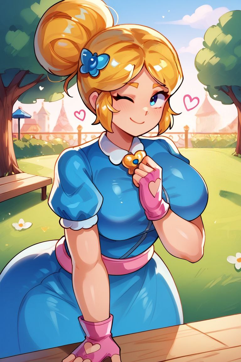 ai generated, brawl stars, cute face, female, piper (brawl stars), smiling