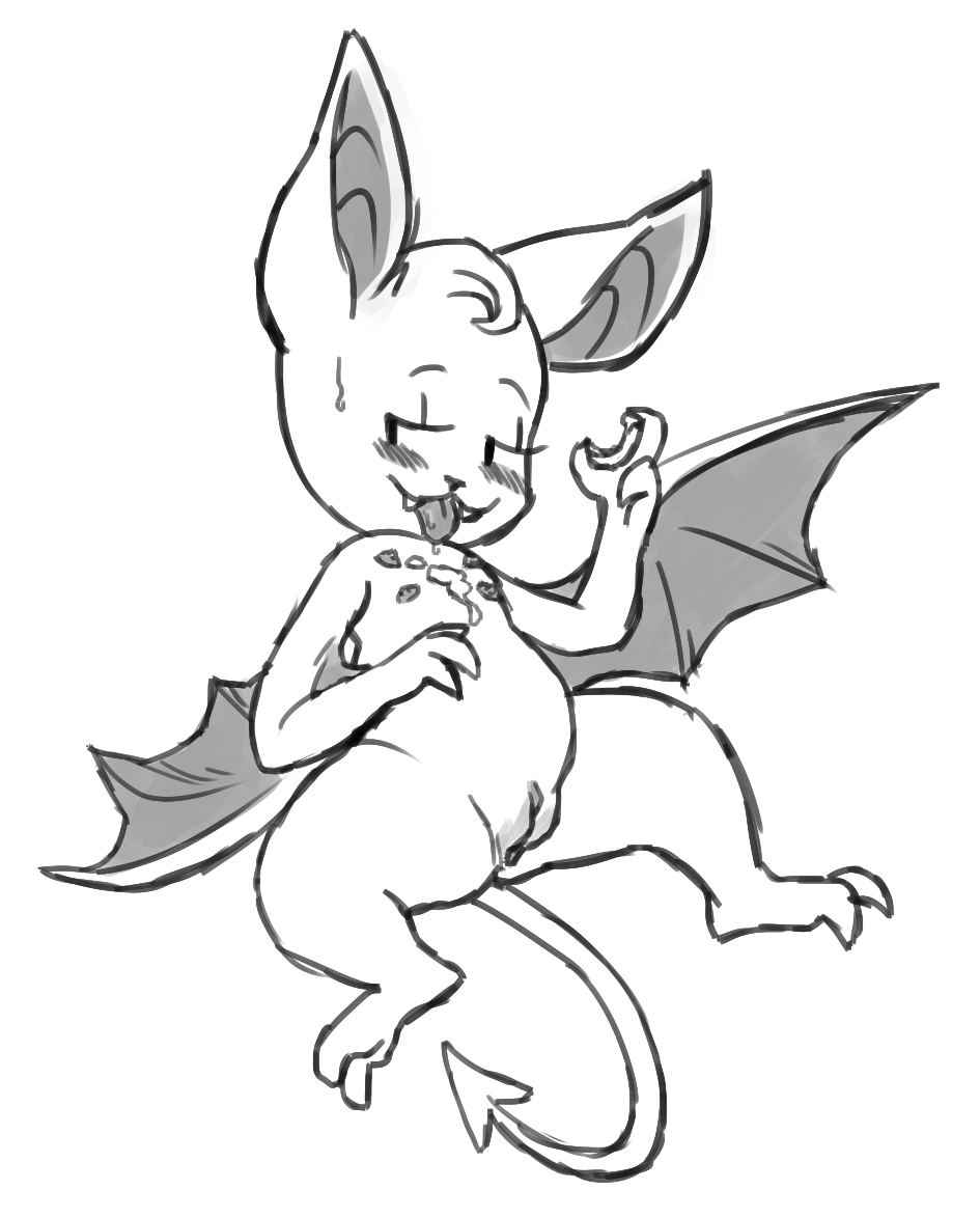 bat black_and_white blush drooling female korbat mammal monochrome neopets nipples nude pussy saliva sitting sketch solo tongue tongue_out unknown_artist wings