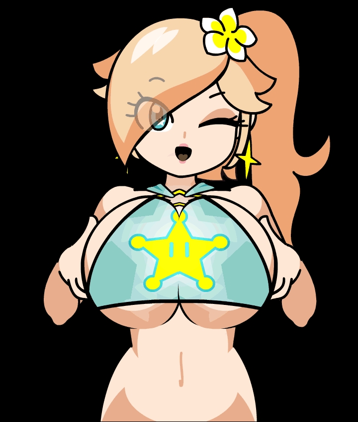 big_breasts bikini_top happy mario_(series) minus8 princess_rosalina star super_mario_bros. tagme winking_at_viewer