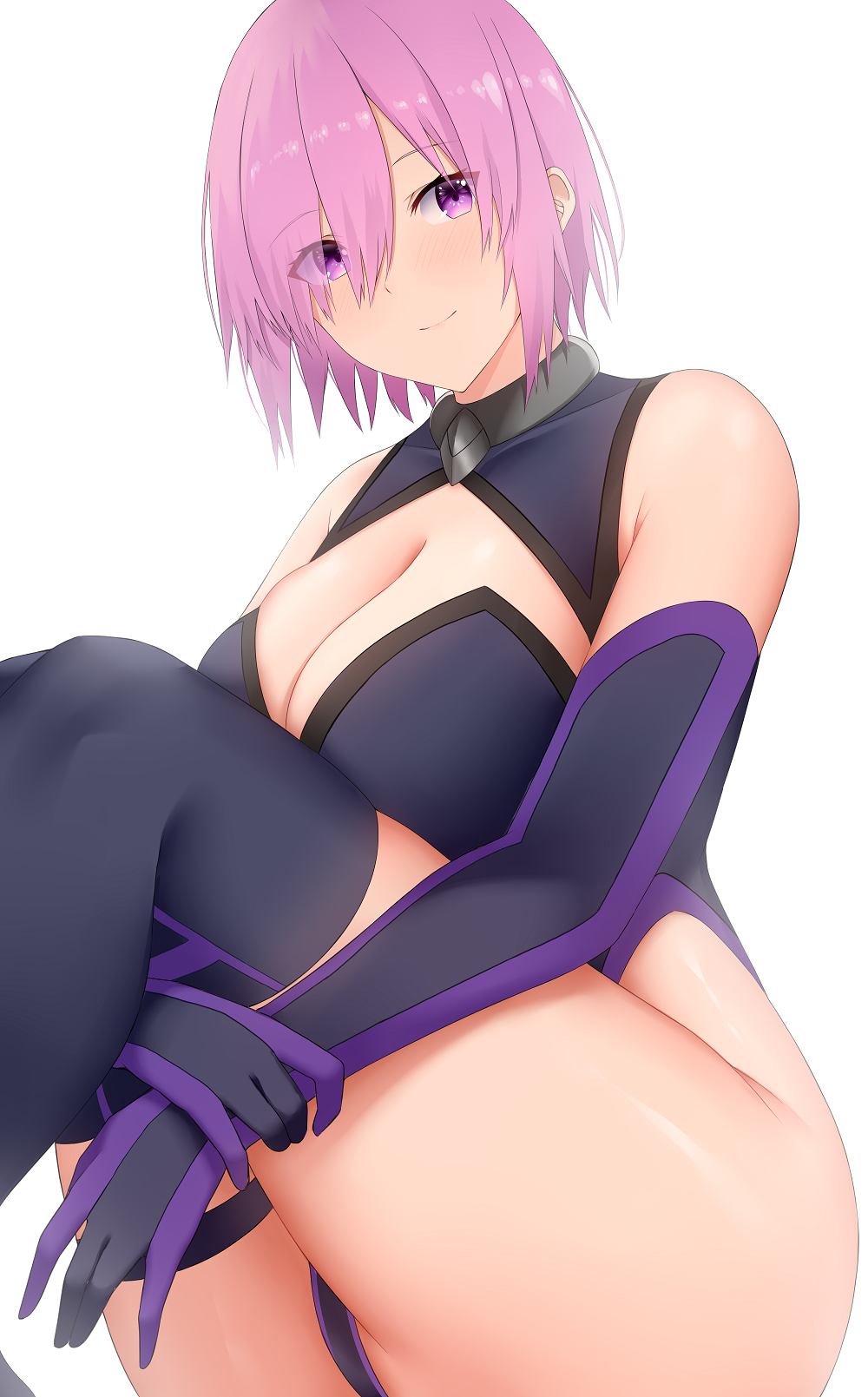 1girls arind_yudha bare_shoulders big_breasts breasts cleavage collarbone fate/grand_order fate_(series) female hair_over_one_eye large_breasts mash_kyrielight pink