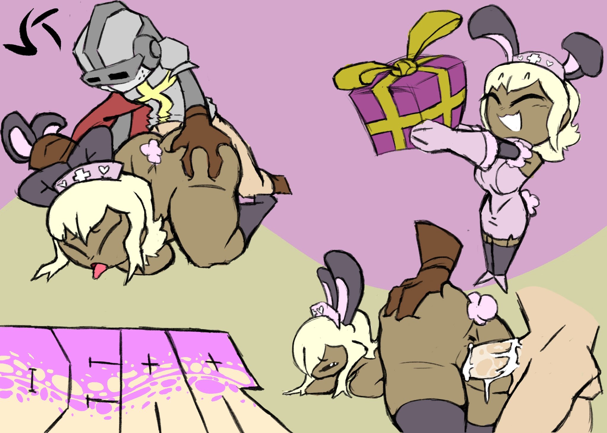 bunny ears, cum, cum in pussy, dear (princess and conquest), female, knight (princess and conquest), lanukanu, nurse, princess and conquest, pussy