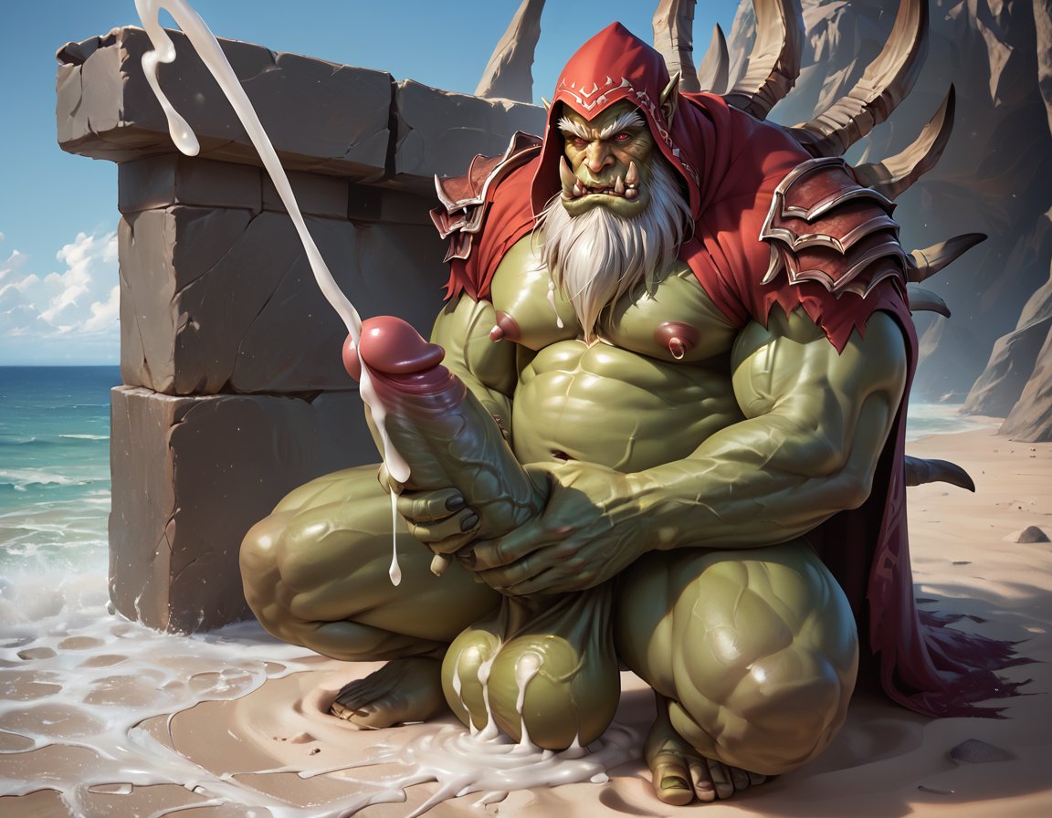 1boy 1dilf 1male abs ai_generated balls bara beard big_balls big_muscles big_nipples big_pecs big_penis booster_rex cum cum_drip cum_on_body cum_on_penis cumshot daddy dilf ejaculation erect_nipples erection gay green_body gul'dan huge_balls huge_cock huge_muscles huge_nipples huge_pecs humanoid hunk male male_focus male_only master masturbation muscular muscular_humanoid muscular_male navel nipples nude orc orgasm pecs penis pointy_ears pubic_hair solo sweat tusks warcraft white_hair