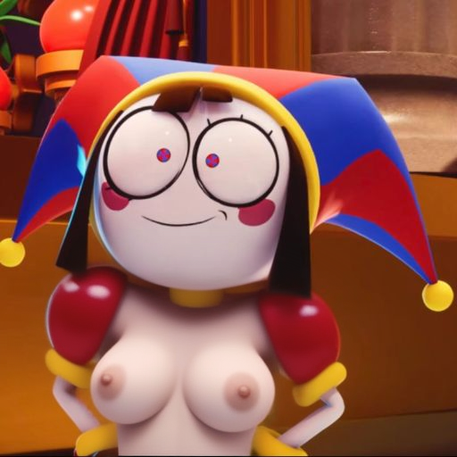 1girls ai_generated artificial_intelligence big_breasts breasts clown clown_girl female female_only glitch_productions pomni pomni_(the_amazing_digital_circus) r34photoedit69 red_cheeks screencap screenshot smiling solo the_amazing_digital_circus white_skin