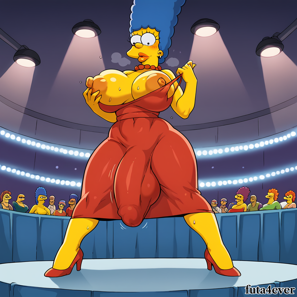 ai_generated fuckgirl futa4ever futanari hair_blue high_heels large_marge marge_simpson the_simpsons