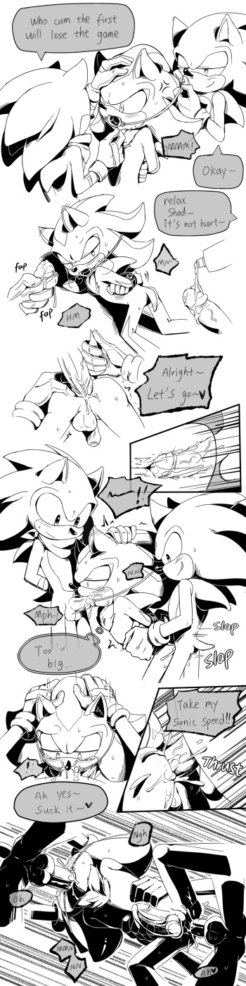 7624cq anal anthro balls bound comic furry hedgehog male mammal oral penis sega shadow_the_hedgehog sonic_(series) sonic_the_hedgehog spitroast yaoi