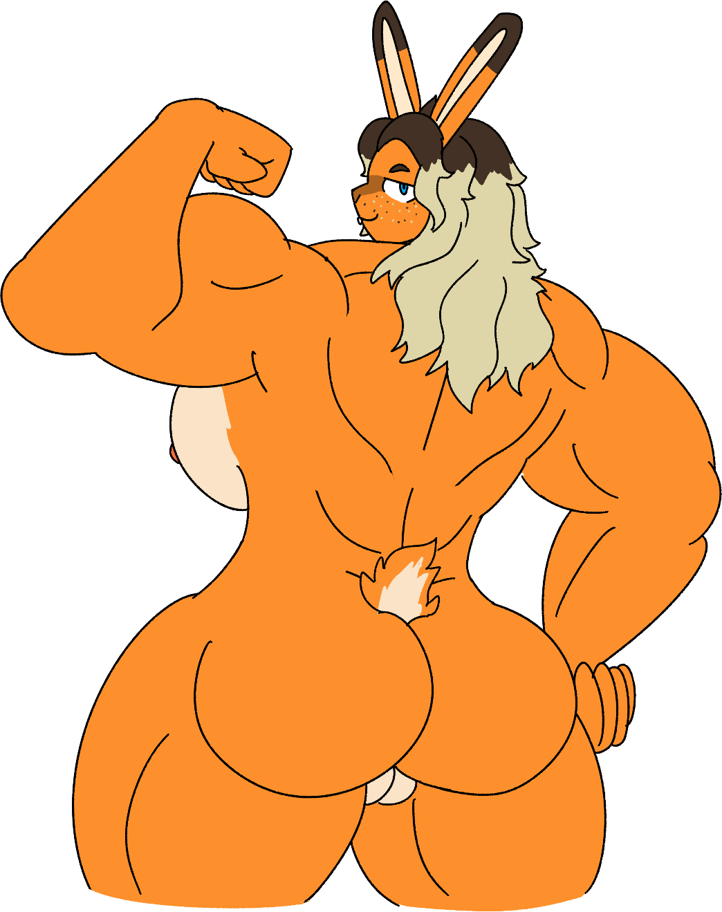 2024 5_fingers alpha_channel anthro ass back_muscles blonde_hair blue_eyes breasts brown_ear_tips brown_hair buckteeth closed_smile curvy_figure digital_drawing_(artwork) digital_media_(artwork) dipstick_ears ear_markings female female_anthro fingers fist flat_colors flexing flexing_bicep fluffy fluffy_tail freckled_face freckles fur genitals hair hand_on_hip hi_res lagomorph leporid long_ears long_hair looking_at_viewer looking_back mammal marigold_eastwood mouth_closed multicolored_body multicolored_ears multicolored_fur multicolored_hair muscular muscular_anthro muscular_female muscular_thighs nipples nude nude_anthro nude_female orange_tail portrait pussy rabbit red_nipples roarbowildside scut_tail short_tail simple_background smile smiling_at_viewer solo tail tan_breasts tan_inner_ear tan_tail teeth thick_thighs three-quarter_portrait transparent_background two_tone_body two_tone_fur two_tone_hair two_tone_tail