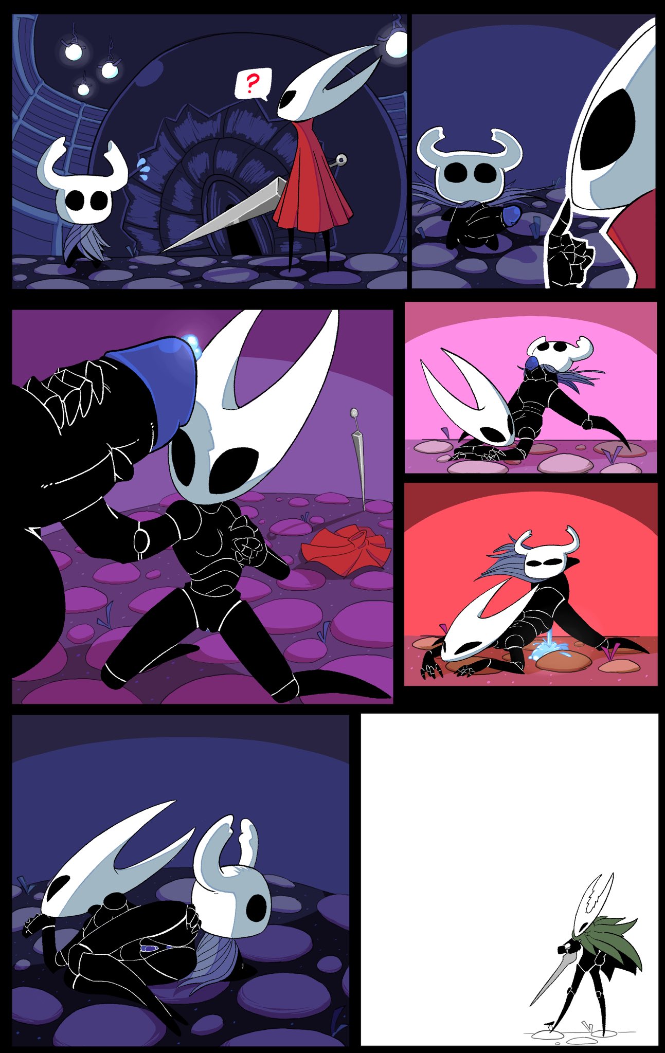 anthro arthropod balls bent_over big_penis bodily_fluids breasts cloak clothing cum cum_inside duo female genital_fluids genitals handjob hi_res hollow_knight hollow_knight_(character) hornet_(hollow_knight) insects male male/female melee_weapon nude penile penis precum pussy sex sword team_cherry trenchtoony weapon