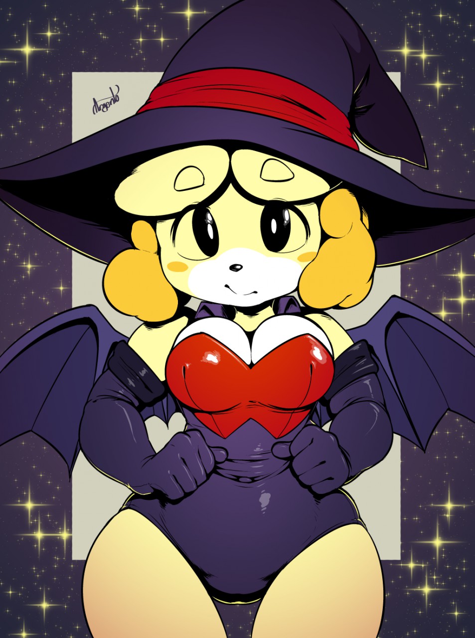 anthro argento female furry halloween halloween_costume isabelle_(animal_crossing) solo