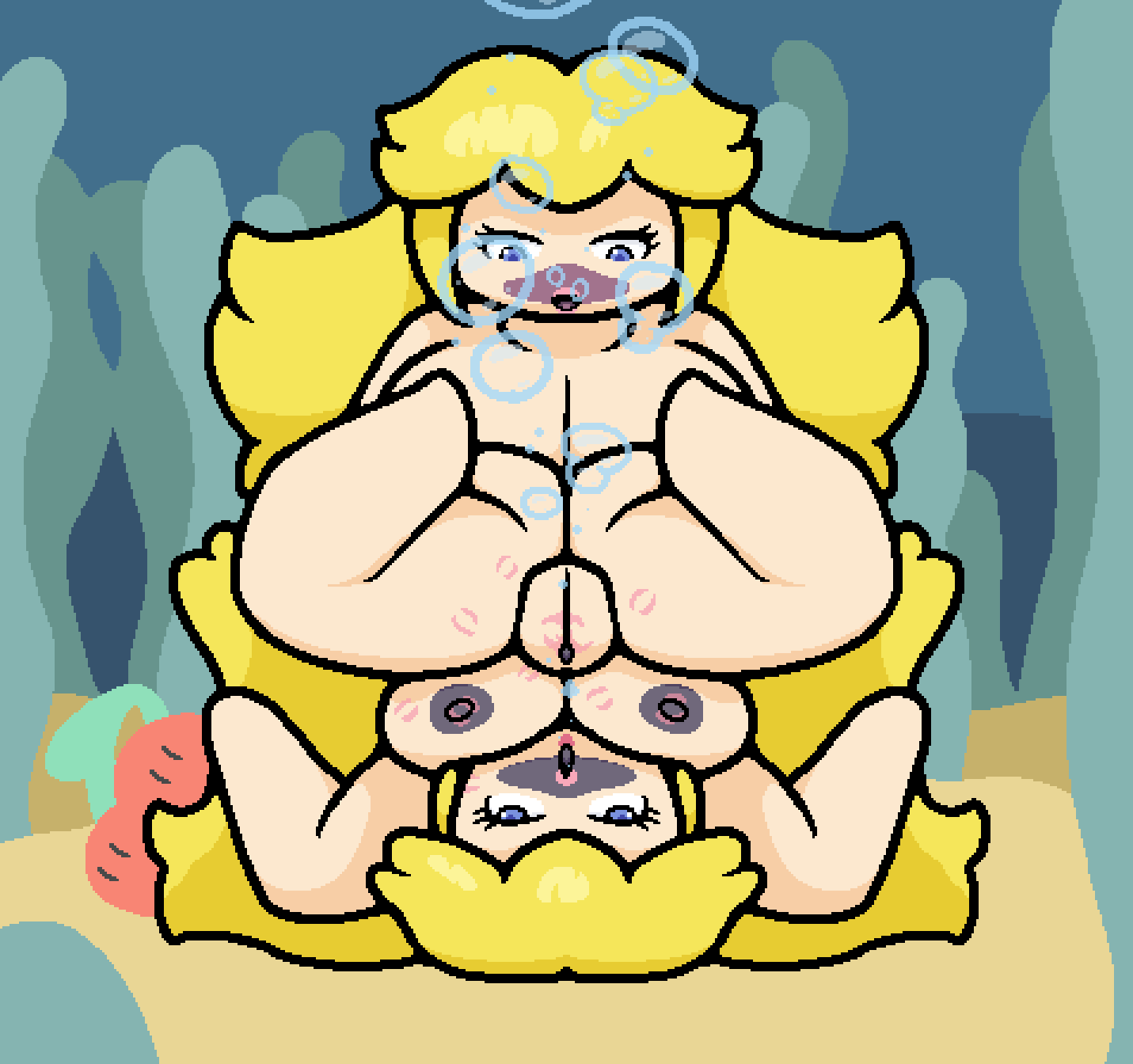 asphyxiation breasts bubbles double_cherry drowning lipstick lipstick_mark mario_(series) princess_peach pussy super_mario_bros. underwater zxtomatofan