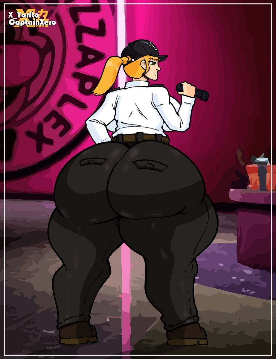 1girls, ass, ass bigger than head, ass focus, baseball cap, big ass, big breasts, blonde hair, breasts, capnxero, clothing, female, female focus, female only, five nights at freddy's, five nights at freddy's: security breach, flashlight, fnaf, from behind, gigantic ass, gigantic breasts, green eyes, huge ass, huge breasts, jeans, ponytail, security guard, solo, solo female, solo focus, thick, thick ass, thick thighs, thunder thighs, vanessa (fnaf), wide hips, x yarita