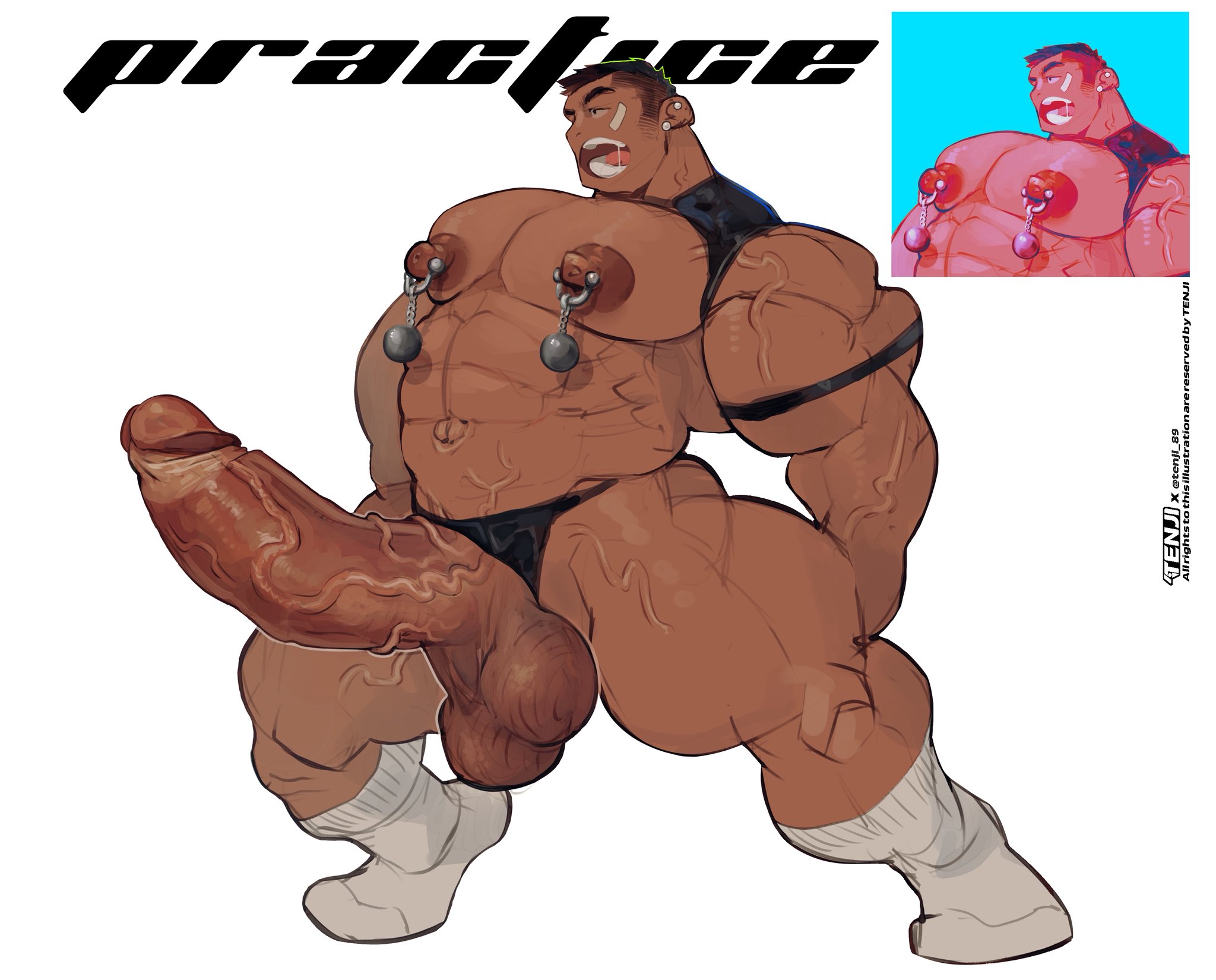 1boy, abs, balls, bara, biceps, big balls, big penis, boner, erection, gay, hyper penis, male, male nipples, male only, manly, masculine, masculine male, muscular male, nipples, pecs, penis, solo, ten g89, yaoi