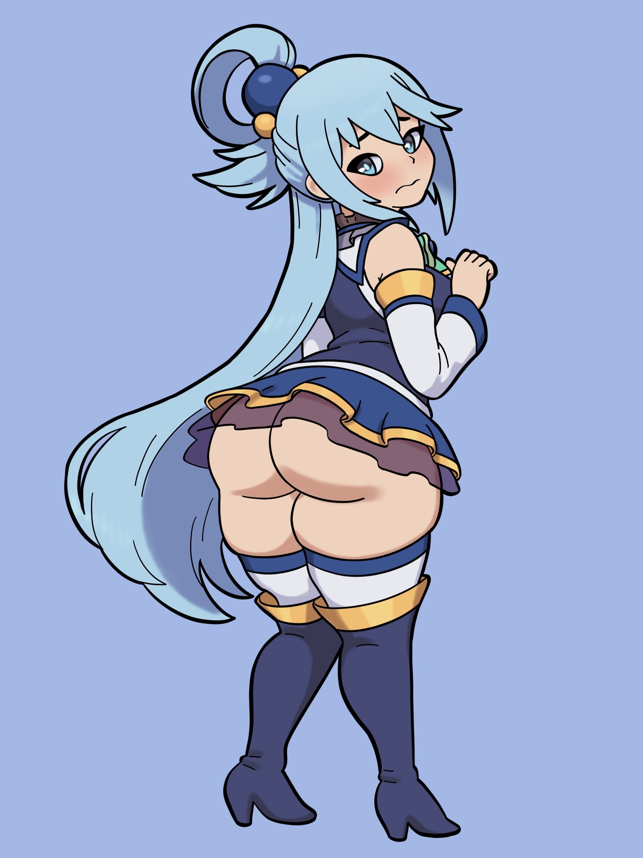 1girls, aqua (konosuba), ass, ass focus, big ass, breasts, female, female only, kono subarashii sekai ni shukufuku wo!, konosuba, light-skinned female, medium breasts, solo, swisschocoart