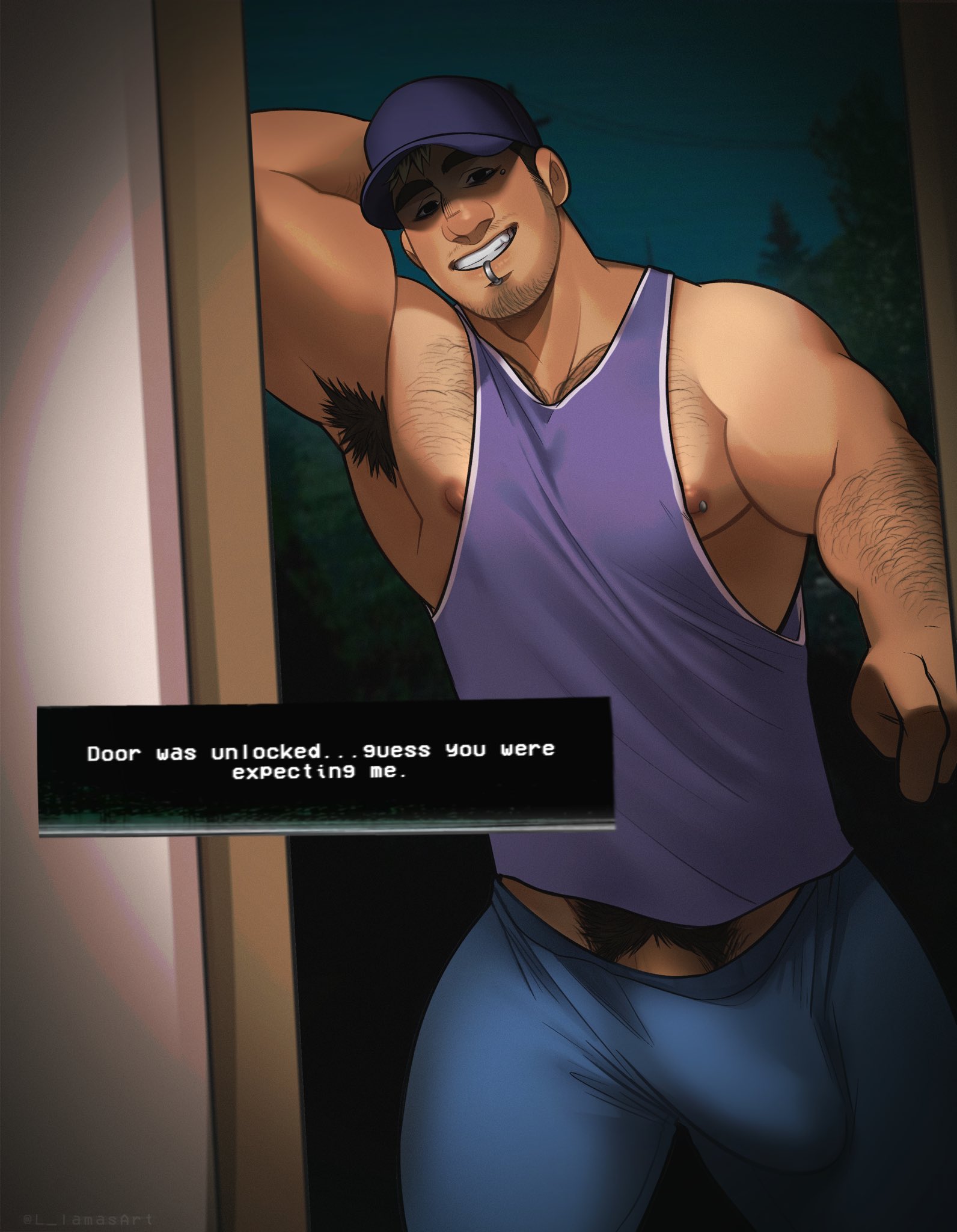bara, big penis, clothing, l lamasart, llamasart, male, male nipples, male only, manly, muscular male, nipples, penis outline