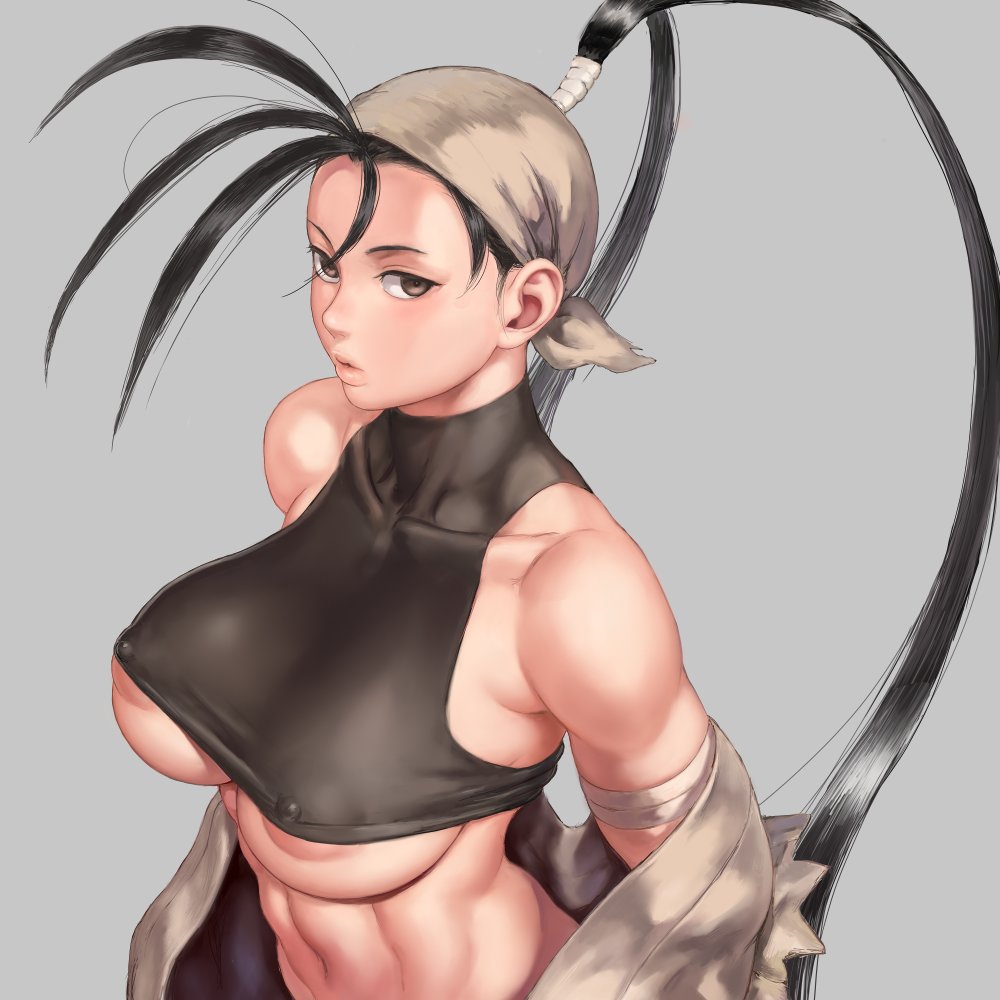 2d breasts busty capcom crop_top erect_nipples female female_focus female_only hourglass_figure ibuki_(street_fighter) kunoichi mikanntter ninja nipple_bulge street_fighter street_fighter_iii tagme underboob