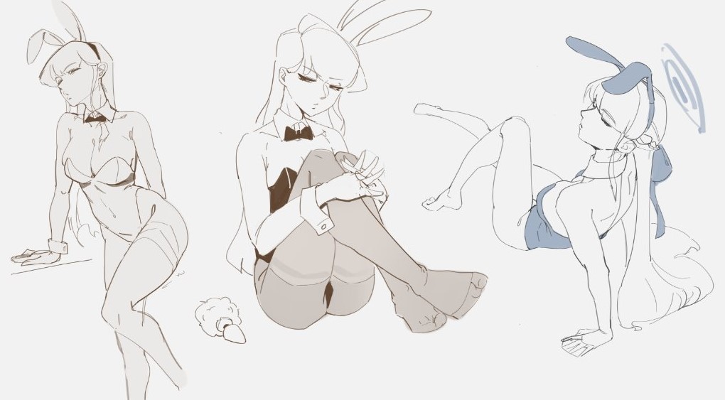 bowtie bowtie_collar breasts bunny_ears bunny_suit bunnysuit buttplug buttplug_tail cleavage collar female komi-san_wa_komyushou_desu komi_shouko suayber