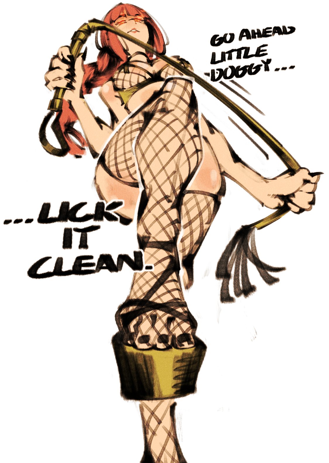 1female 1girl 1girls barely_clothed big_breasts black_nails breasts chainsaw_man english english_text feet feet_focus female female_focus female_only femdom femdom_caption femdom_pov fishnet_clothing fishnet_legwear fishnet_pantyhose fishnet_stockings fishnet_thighhighs fishnets foot_fetish foot_focus foot_lick foot_play foot_worship footwear gentle_femdom glowing_eyes handdrawn heels high_heels long_legs looking_at_viewer looking_down makima_(chainsaw_man) millionsbliss petplay platform_footwear platform_heels platform_sandals platform_shoes puppyplay red_hair whip