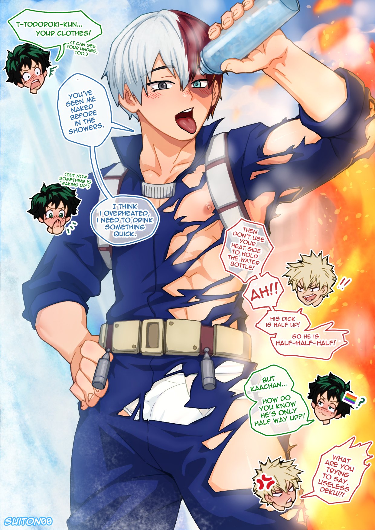 being_watched gay male muscular my_hero_academia public_nudity shouto_todoroki suiton yaoi