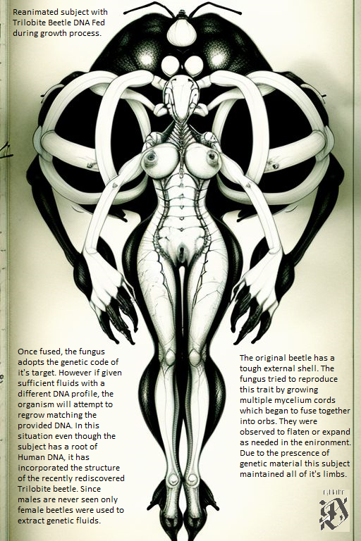 biosuit claws diagram eyeless_female faceless faceless_female insect_girl medical molded monster_girl nipples nude_female reanimated trilobite vagina