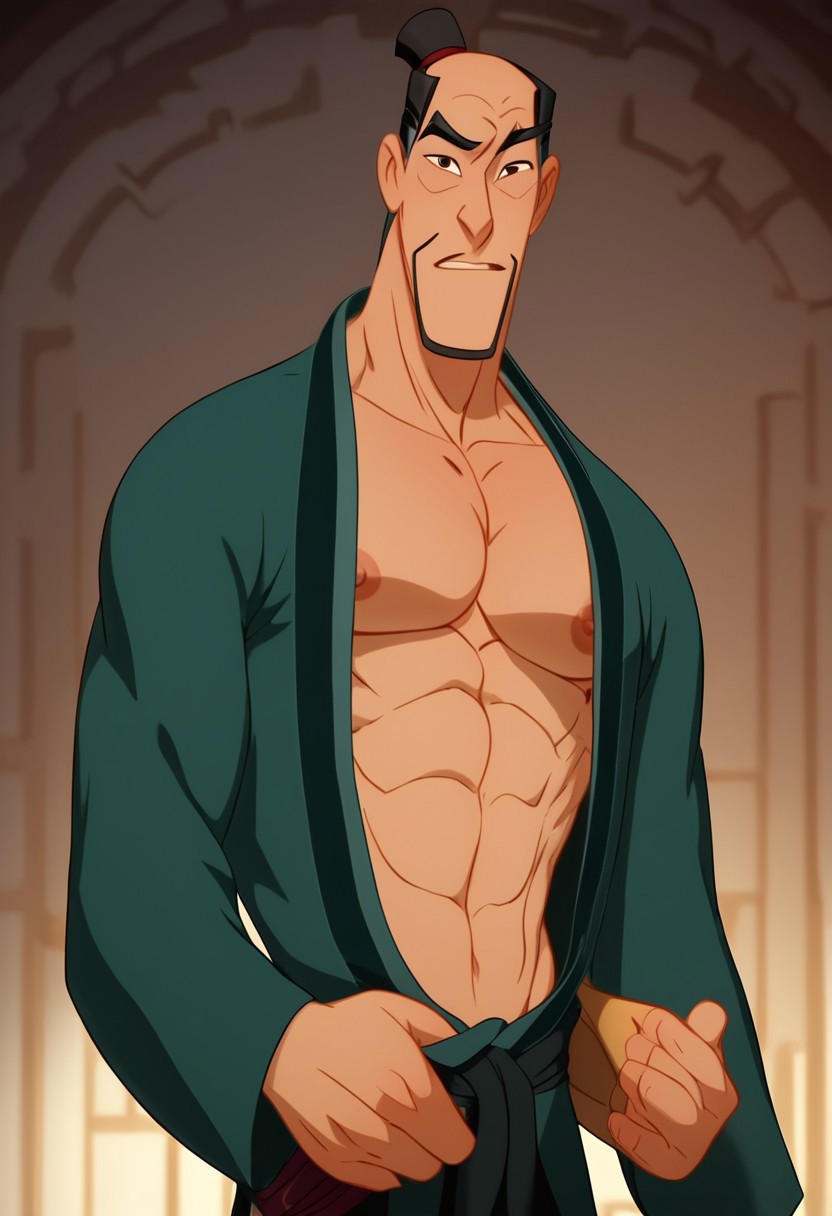 ai_generated bara disney fa_zhou gay male_focus male_only mulan mulan_(1998_film) older_male robe rodin666 yaoi