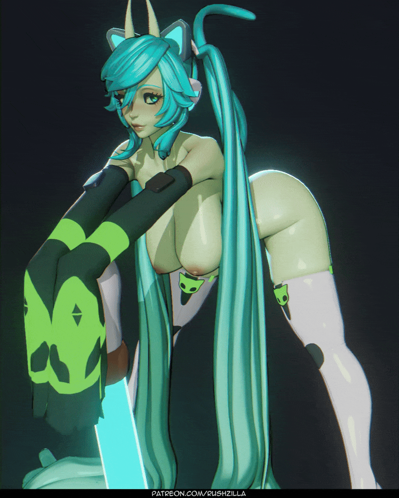 1girls, 3d, 4:5, alien, alien girl, animated, ass, breasts, female, glorpi miku (dyarikku), green skin, hatsune miku, naked footwear, pussy, rushzilla, sexually suggestive, tagme, thighhighs, turntable (animation), vertical video, vocaloid