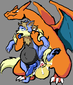 anal anal_sex animal_genitalia animal_penis arcanine balls big_balls blue_body blue_fur bodily_fluids canine_genitalia canine_penis charizard cum cum_in_ass cum_inside duo feral from_behind_position fur generation_1_pokemon genital_fluids genitals grabbing_from_behind green_eyes holding_arms inflation inflation knot looking_pleasured low_res male male/male nintendo penetration penis pokemon pokemon_(species) sex size_difference steele_loyffy_(character) tongue tongue_out yutz_(artist)