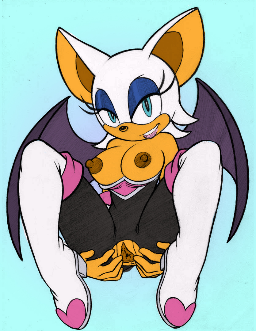 anthro anus areola bat big_breasts breasts erect_nipples female female_only fur mammal nipples pussy rouge_the_bat rule34rox solo sonic_(series) wings