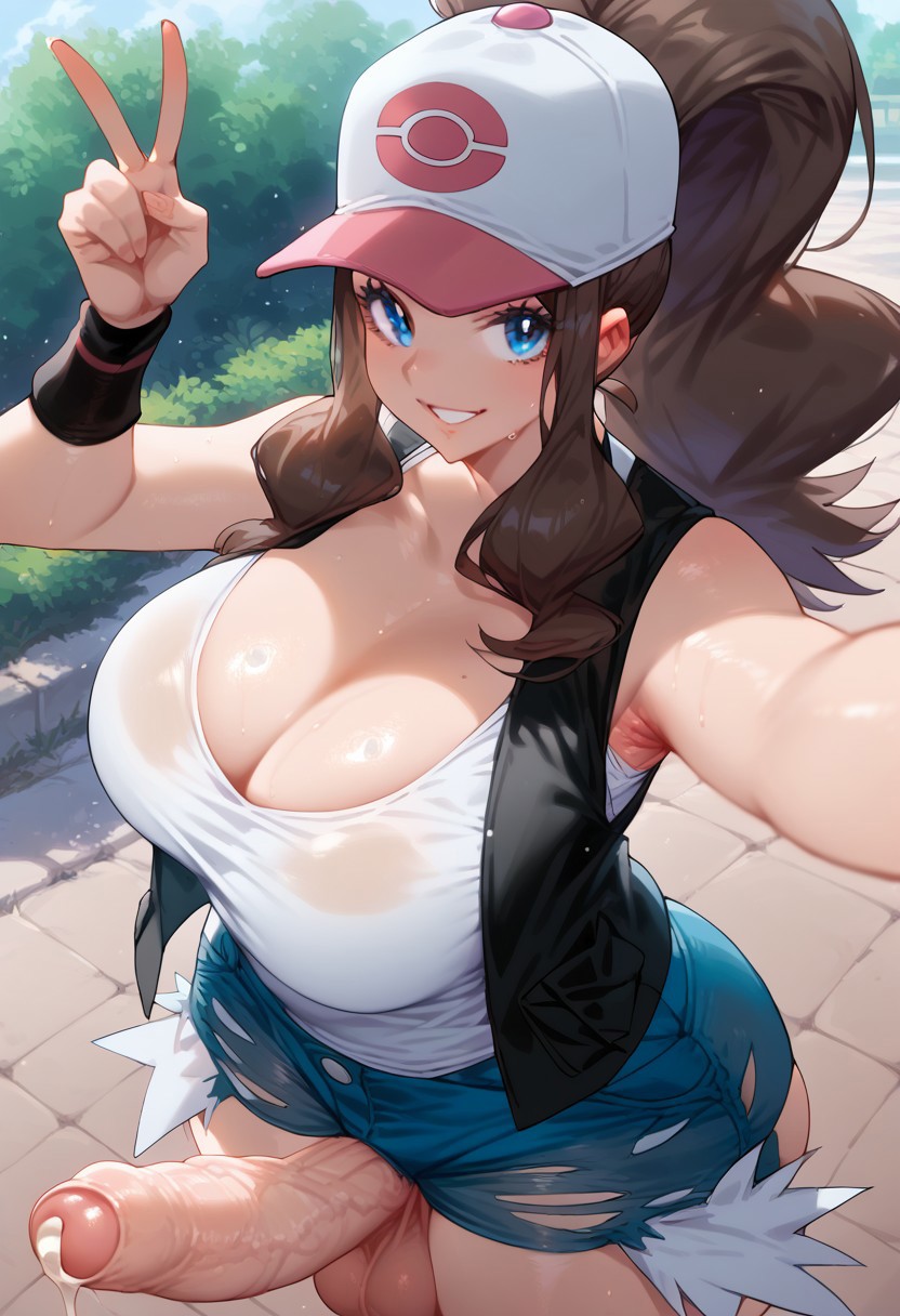 ai_generated big_breasts big_penis cum futanari gvukub hilda_(pokemon) huge_breasts huge_cock nintendo pokemon