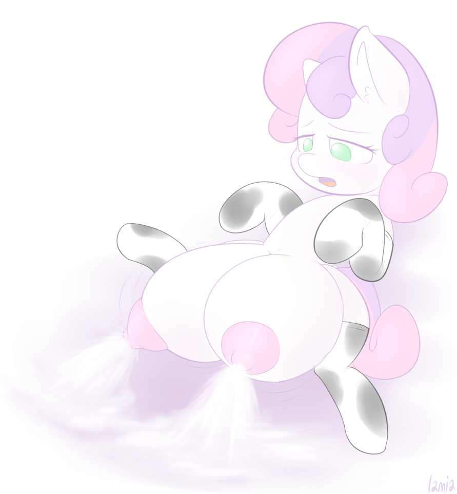 animal breasts cow_print crotchboobs equine female friendship_is_magic horn huge_breasts huge_crotchboobs lactation lamiaaaa milk my_little_pony nipples socks sweetie_belle unicorn