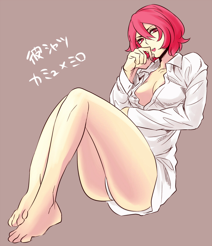 ass breast female gold_saints legs red_hair saint_seiya saint_seiya_legend_of_sanctuary scorpio_milo_(los) short_hair thigh_gap thighs white_shirt