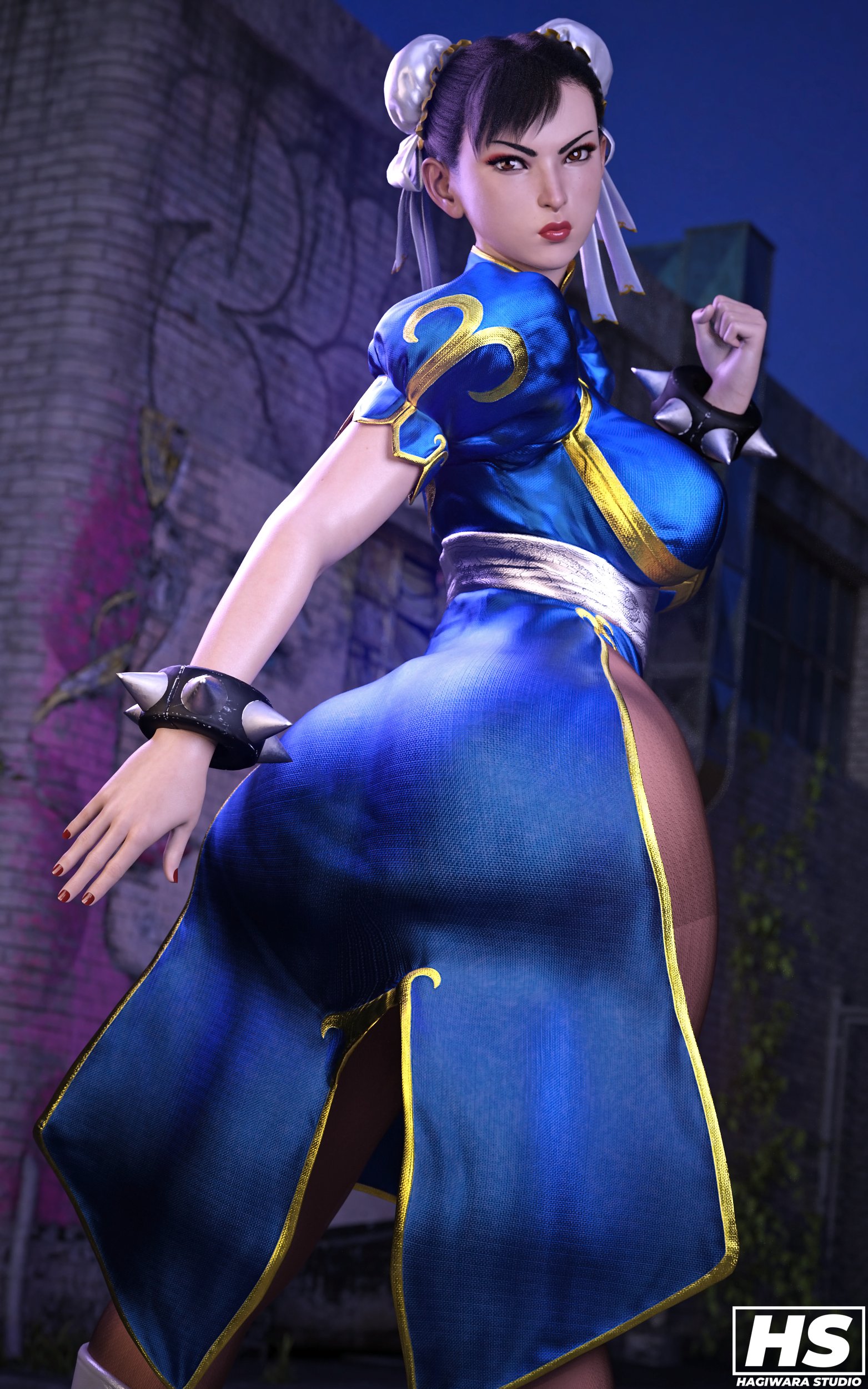1girls, 3d, ass, big ass, big breasts, breasts, capcom, casual, chun-li, clothed, clothing, dress, female, female only, fully clothed, hagiwara studio, highres, looking back, pale skin, pantyhose, public, solo, straight hair, street fighter, street fighter 6, tagme, thick thighs, wide hips