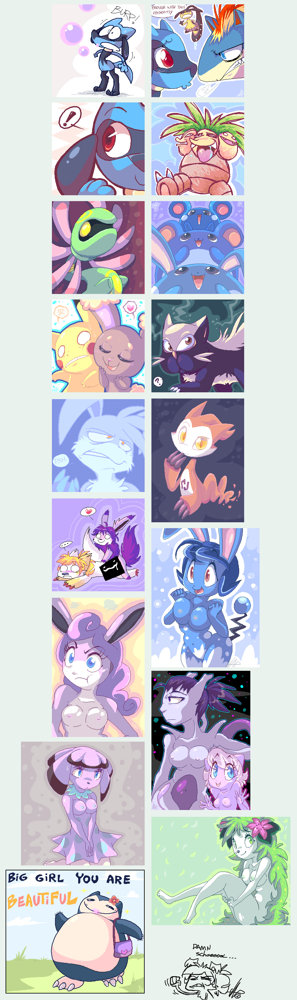 anthro anthro_only azumarill azurill blue_eyes blue_hair blue_skin body_positivity breasts buneary cradily eevee exeggutor eyelashes female front_view frown hair hand_on_head interspecies long_ears long_hair looking_aside looking_at_viewer marill mawile mew mewtwo multiple_females nintendo nipples nude open_eyes open_mouth pikachu pink_fur pink_hair pink_skin pokemon pokemon_(species) pokemon_dppt pokemon_gsc pokemon_rgby pokemon_rse purple_hair purple_skin quilava raised_tail riolu shaymin shaymin_(land_form) short_hair size_difference smile snorlax snubbull solo straight_hair stunky tail vaporotem white_skin wigglytuff