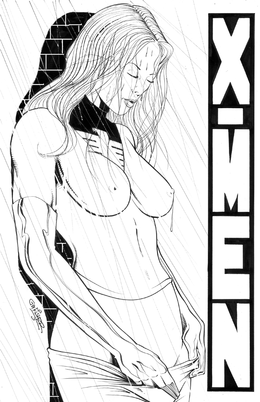 1girls female female_only g.w._fisher jean_grey marvel marvel_comics monochrome phoenix_(x-men) solo straight_hair x-men