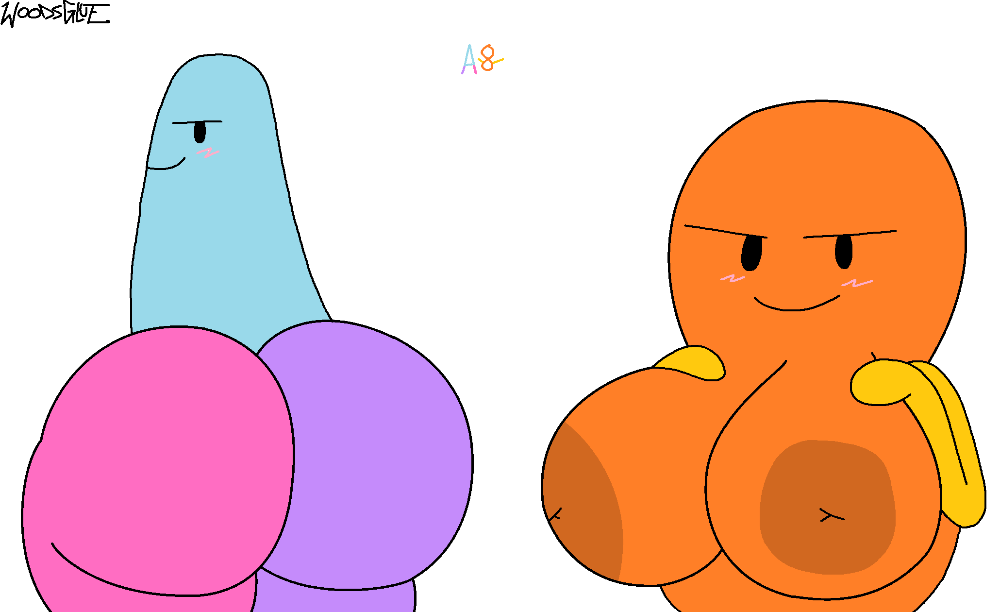2females 2girls ass boe_(land_of_boggs) boggo_(land_of_boggs) breasts comic female land_of_boggs nipples orange_body titties woodsglue youtube youtuber