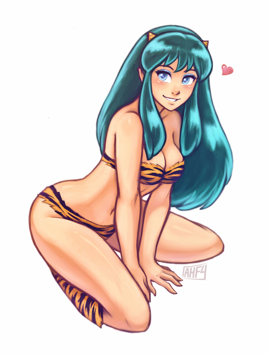 1girls 2015 aqua_hair bikini blue_eyes blush boots breasts cleavage clothes eyeshadow female footwear green_hair heart horns humanoid iahfy k-y-h-u kneeling large_breasts light-skinned_female light_skin long_hair looking_at_viewer lum oni pointy_ears princess smile solo urusei_yatsura